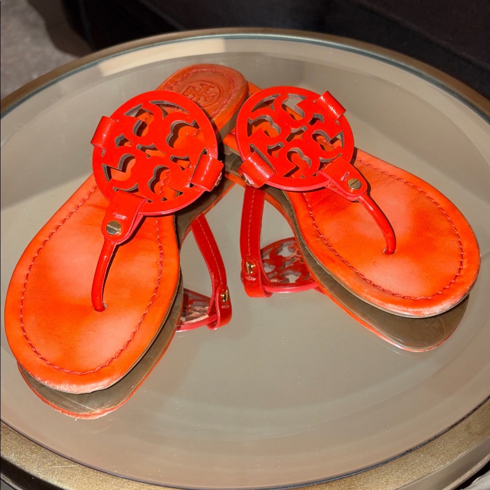 Tory Burch “Miller” Orange Leather Sandals Size 8M